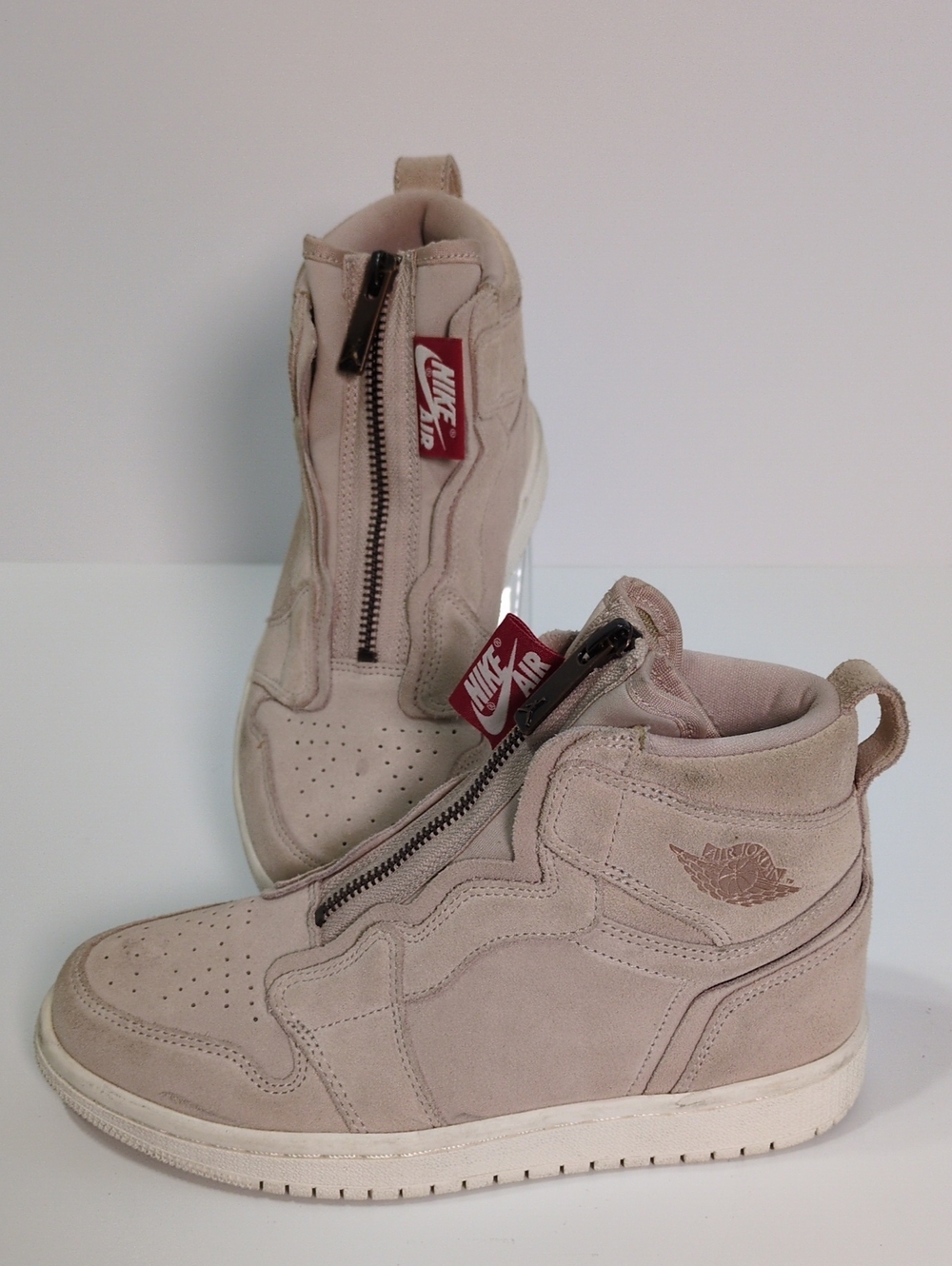 Nike Air Jordan 1 High Zip Particle Beige Suede Metallic Red Bronze Size 5